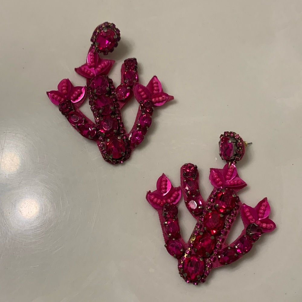 Pink Statement Cactus Earrings